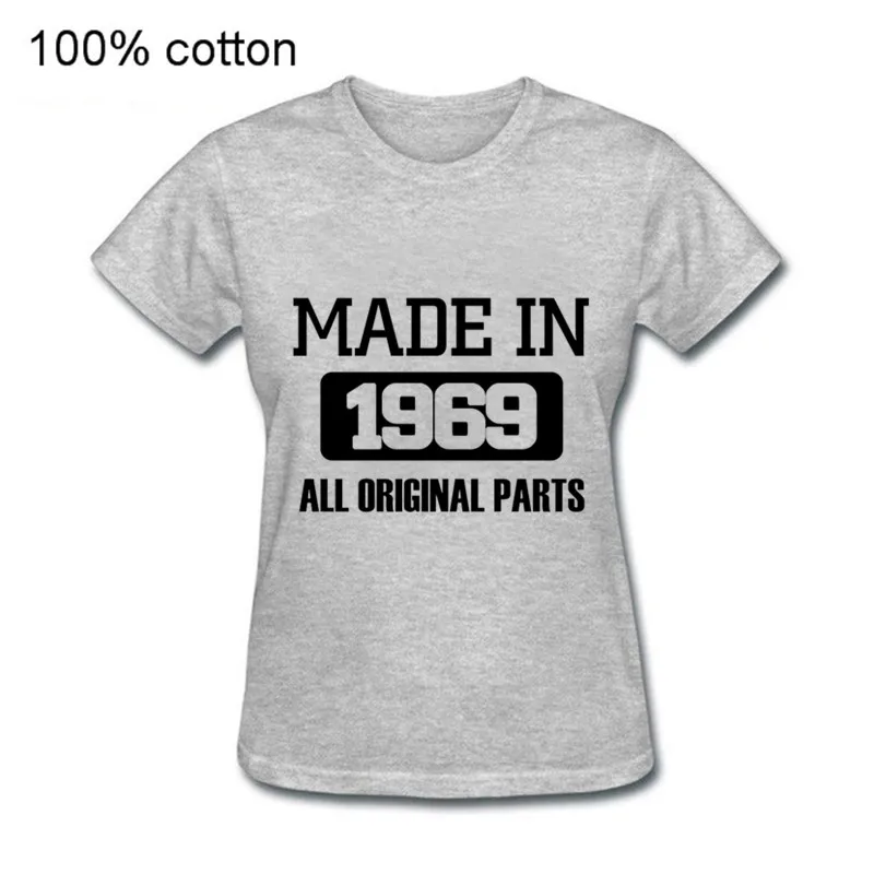 Новый 100% хлопковая Футболка с круглым вырезом 2019 модно сделанная в 1969 женская 50th