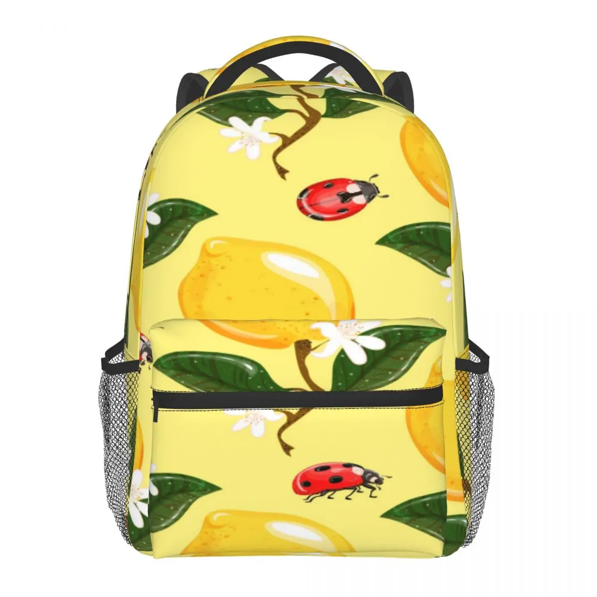 

Casual Backpack Lemons Flowers And Ladybug Fashion Unique Shoulder School Bag for Teenager Students