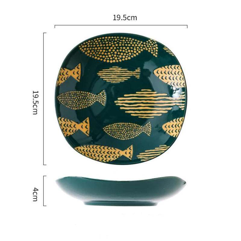 8 &quotСкандинавское керамическое блюдо Квадратная тарелка Бытовая керамика Ретро