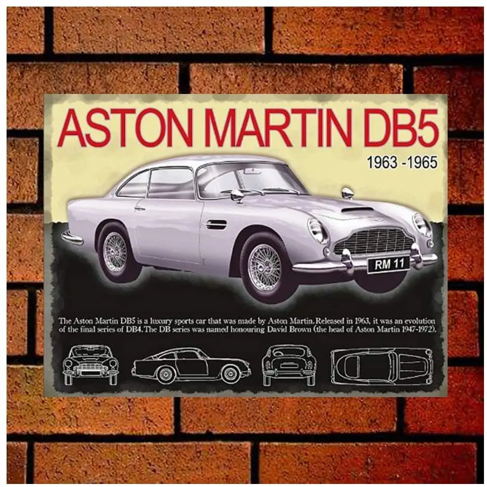 

Topoose Aston Martin DB5 Retro Metal Sign 8x12 Wall Decor Vintage Metal Tin Signs