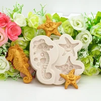 cute starfish seahorse silicone mold chocolate dessert lace decoration diy cake pastry fondant moulds kitchen resin baking tool