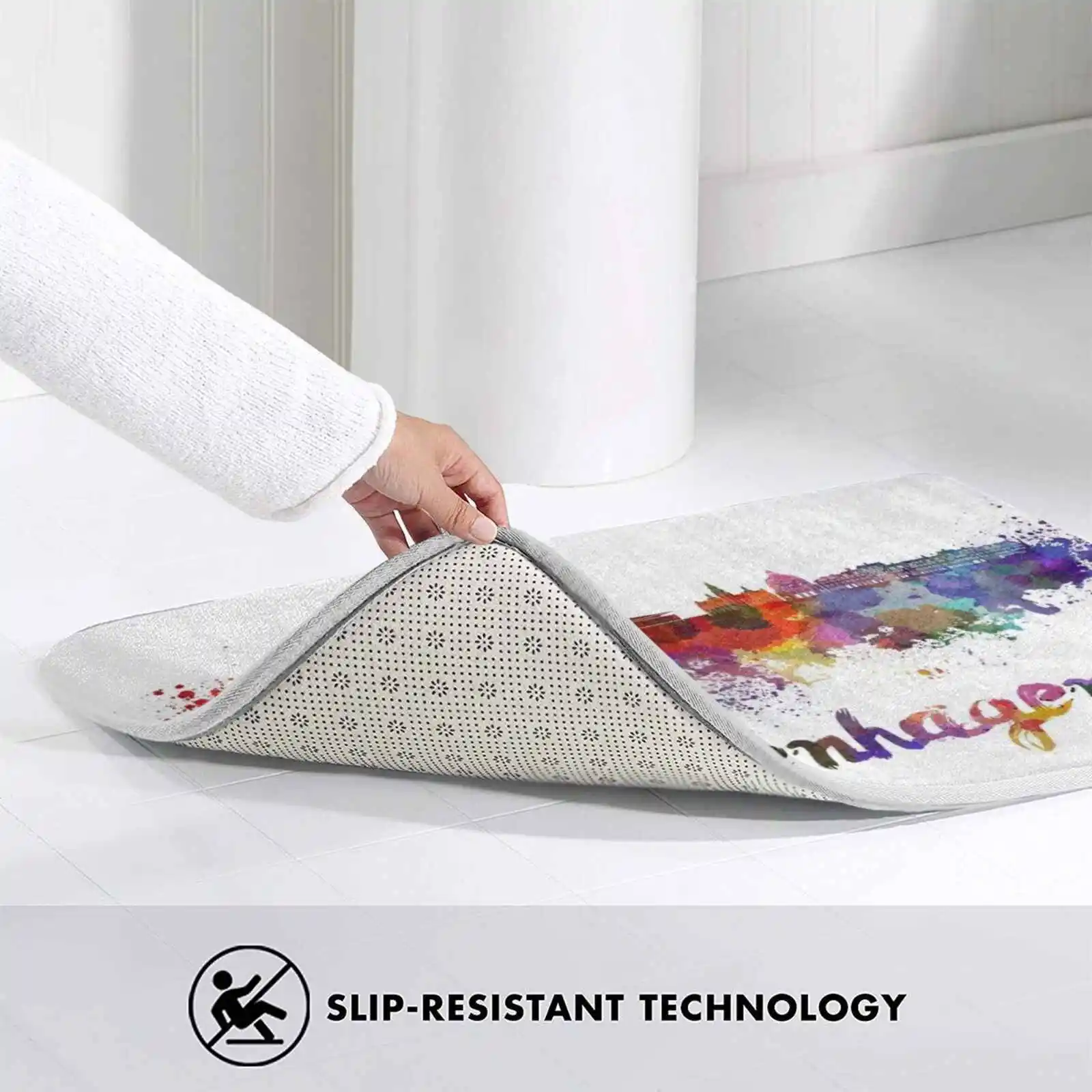 Copenhagen Skyline In Watercolor 3D Soft Non-Slip Mat Rug Carpet Cushion Denmark Europe | Дом и сад