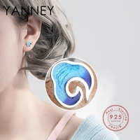 yanney silver color 2022 trend cloud stud earrings woman fashion simple gradient blue jewelry accessories birthday gift