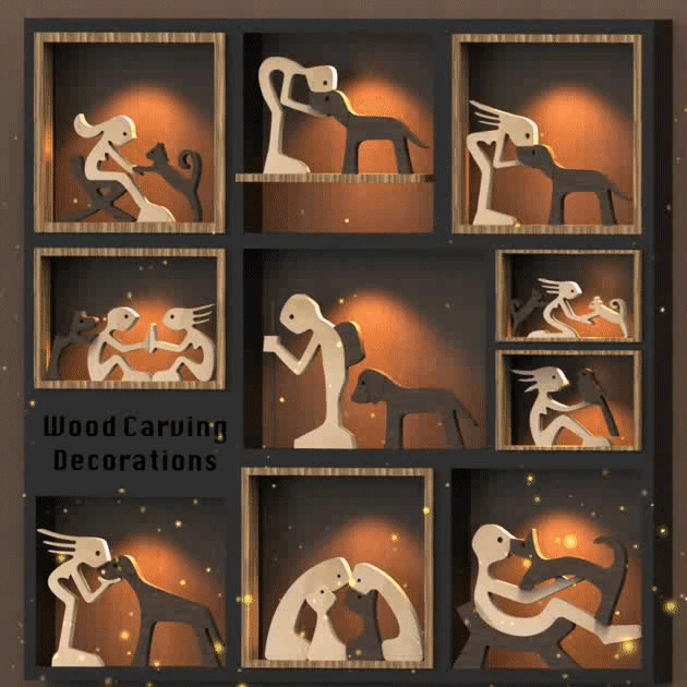 

Резьба по дереву для собак, декоративные статуэтки, маленький домашний декор для женщин и собак, статуэтка для любимого животного, подарок с...