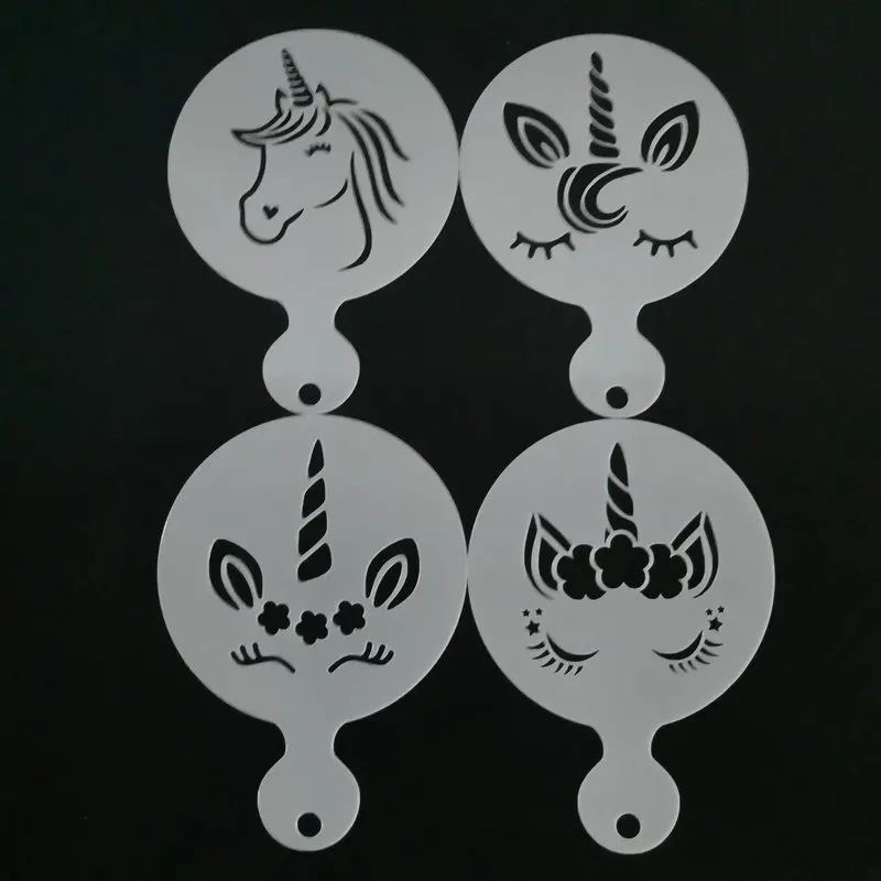 4 шт. трафареты для кофе капучино с единорогом мультяшное животное молоко кекс