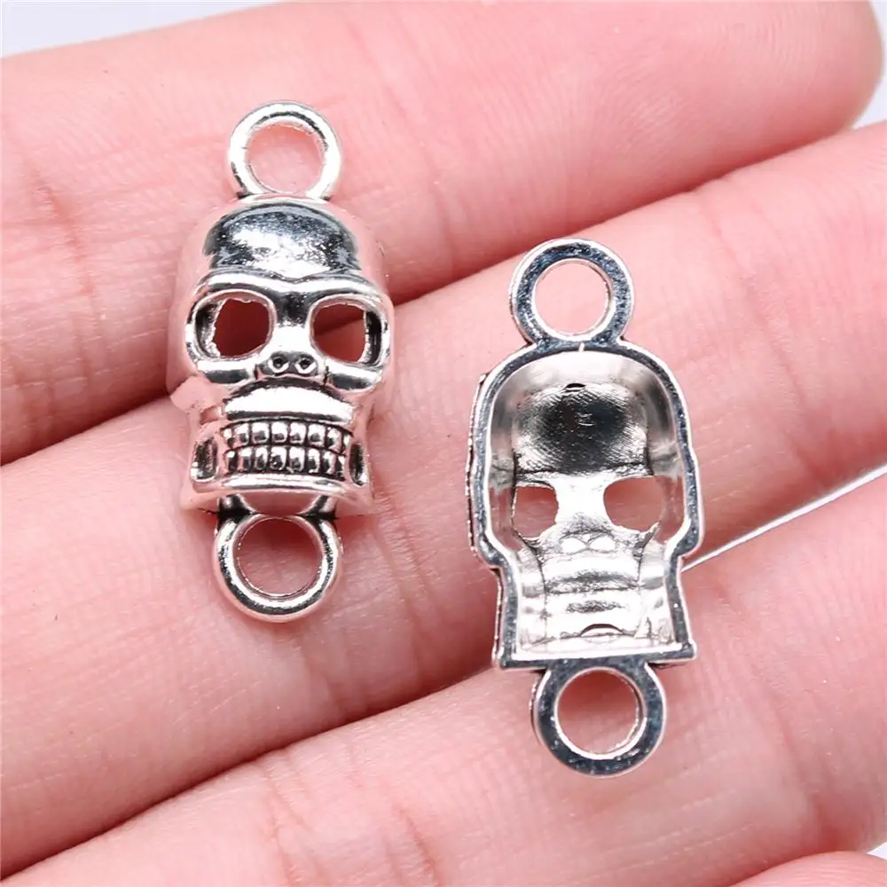 

WYSIWYG 10pcs 26x11mm Skull Connector Charms For Jewelry Making Antique Silver Plated Antique Bronze Color Jewelry Findings