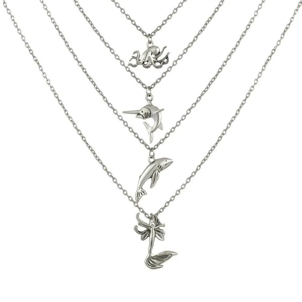Creative Dolphin Mermaid Pendant Unisex Retro Multi-layer Necklace Sweater Chain Decoration Accessories | Украшения и аксессуары