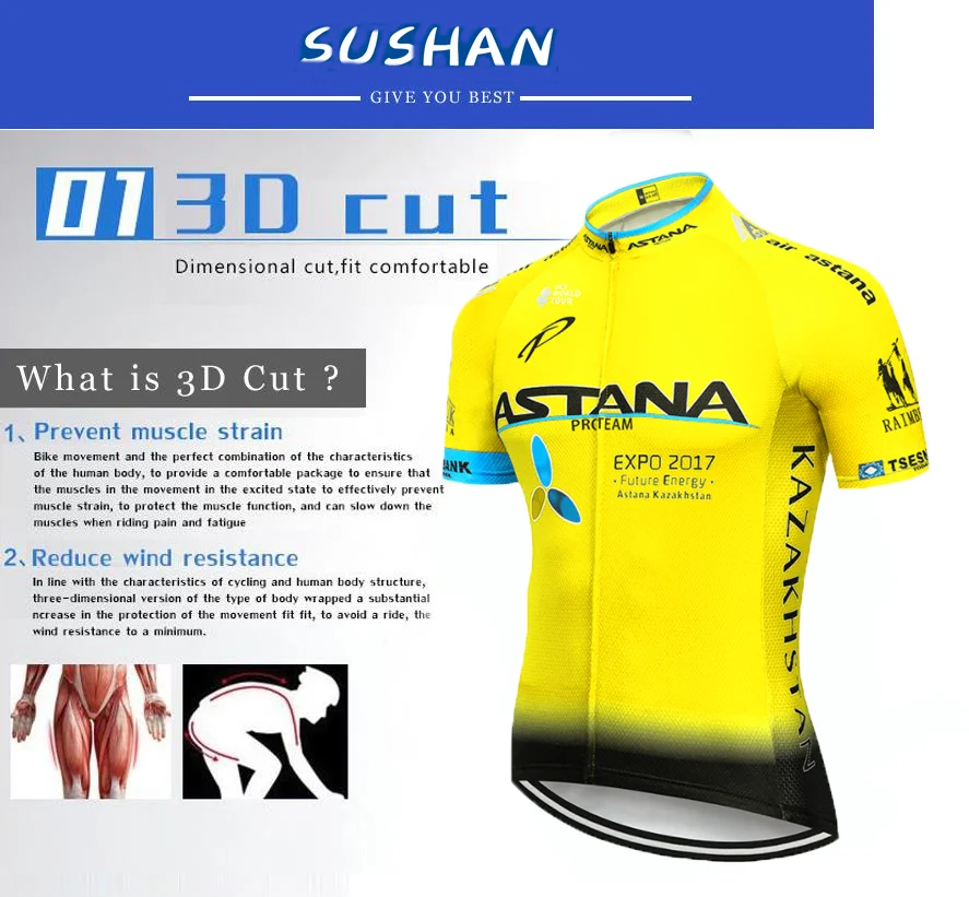 Новая 2019 синяя велосипедная майка Астана 9D набор велошорт Быстросохнущий