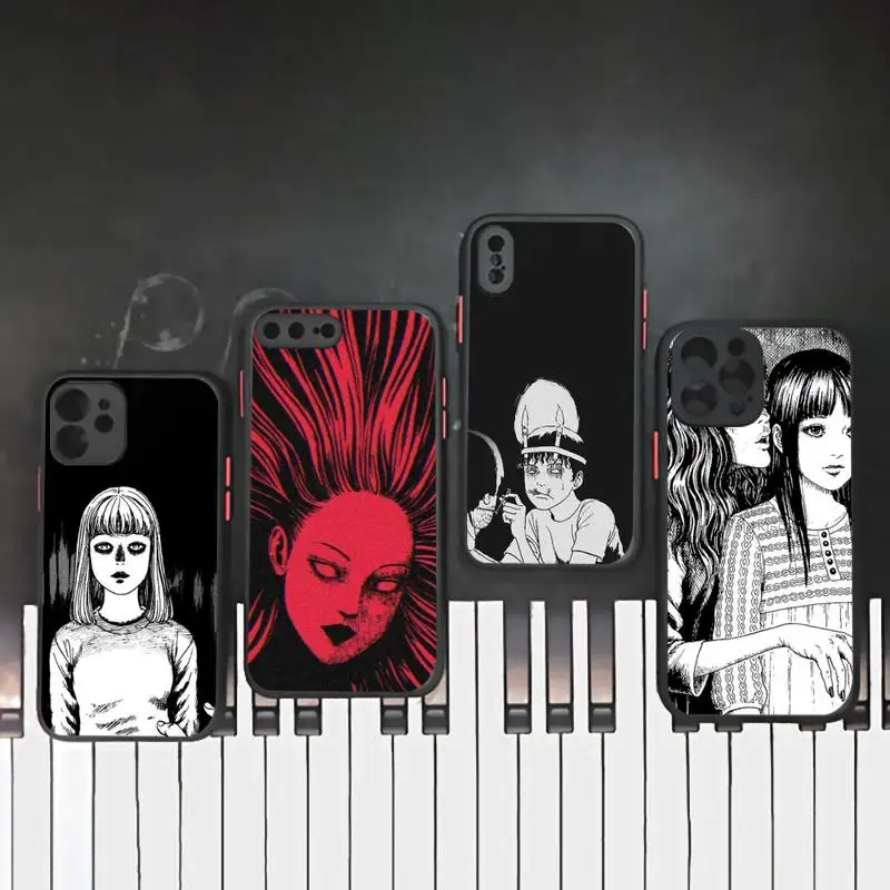 

Junji Ito Manga Terrifying Phone Case Black Color Matte Transparent For iPhone 13 12 11 Pro Max Mini X XR XS 7 8 Plus Cover