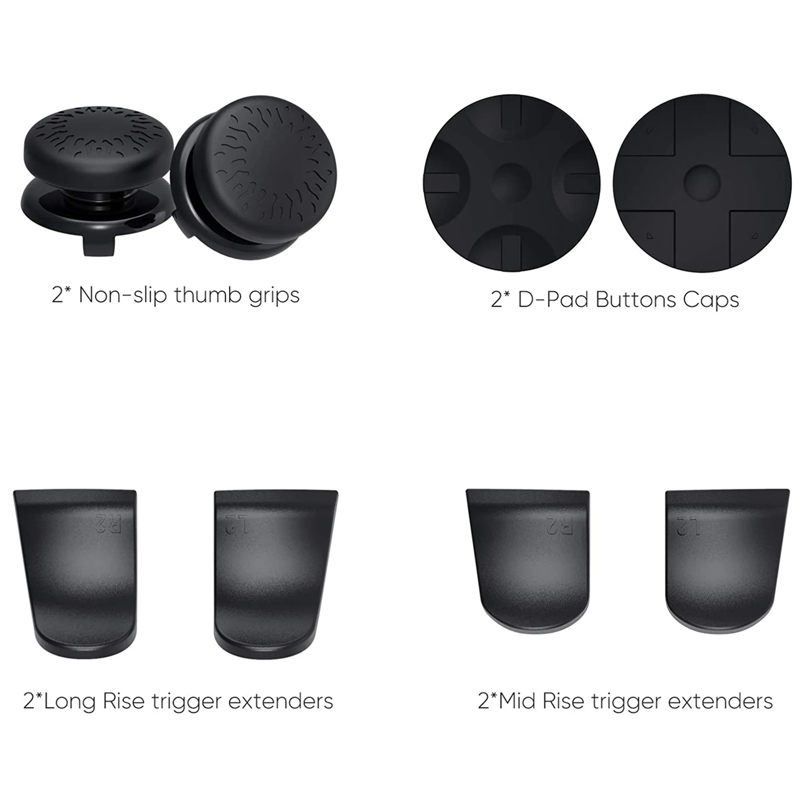 

For DualSense Controller Trigger Extender Kit Anti-slip Button Joystick Extension Caps D-pad Cover For PlayStation 5 Controller