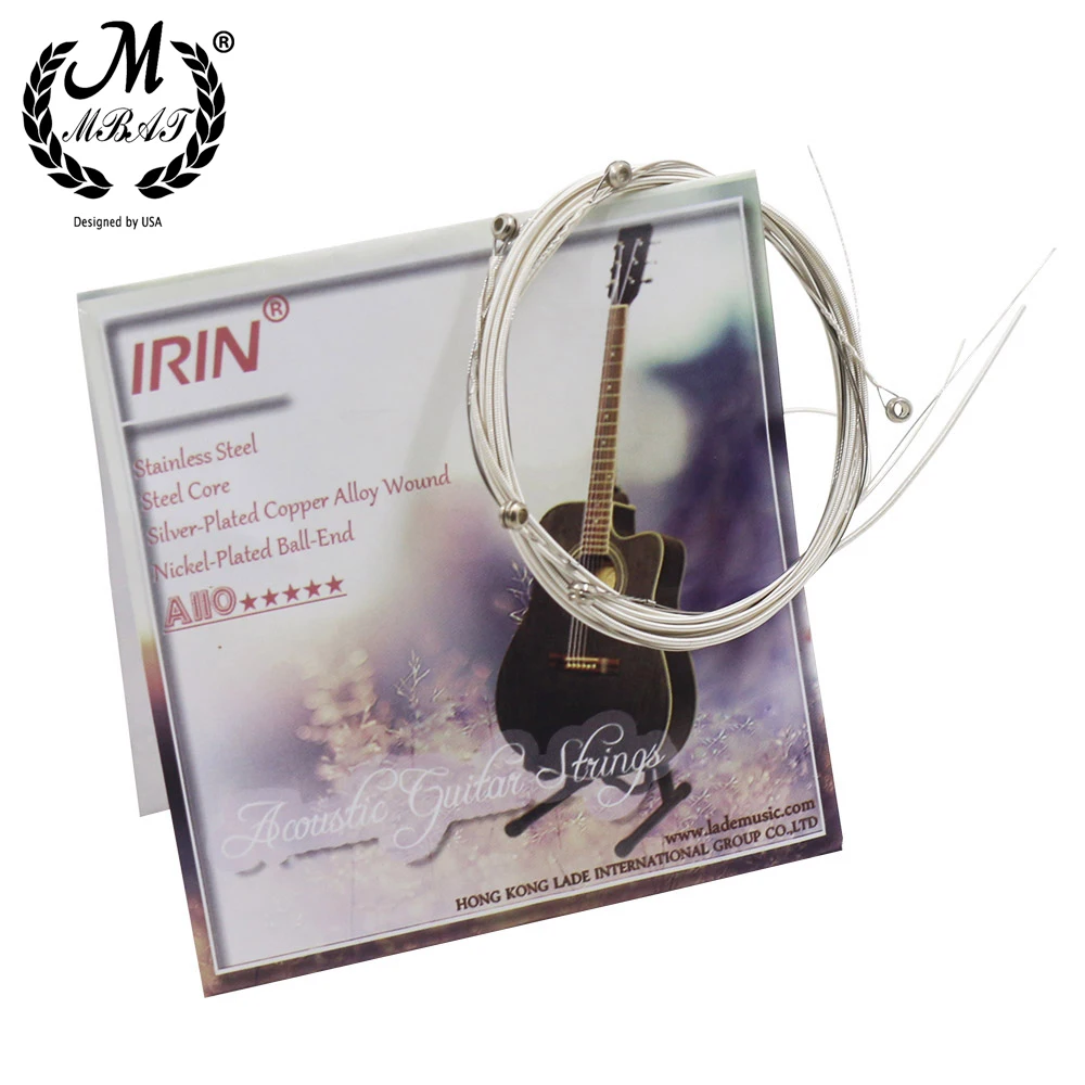 

M MBAT 6Pcs/Set A110 Acoustic Guitar Strings Silver-Plated Copper Alloy Stainless Steel Guitar Strings Instrument Accessories