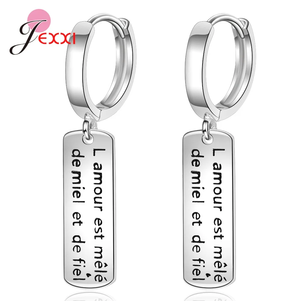 Милые женские серьги с буквенным принтом ручной работы из стерлингового серебра