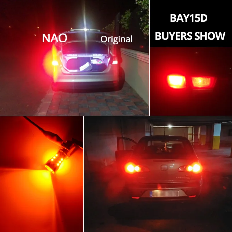 NAO P21 5 Вт BAY15D светодиодный P21/5 Вт Стоп светодиодный Автомобиль 1157 красная лампочка сигнала для тормозной системы DRL лампы Хвост обратный светильник желтый 6000K белый янтарь
