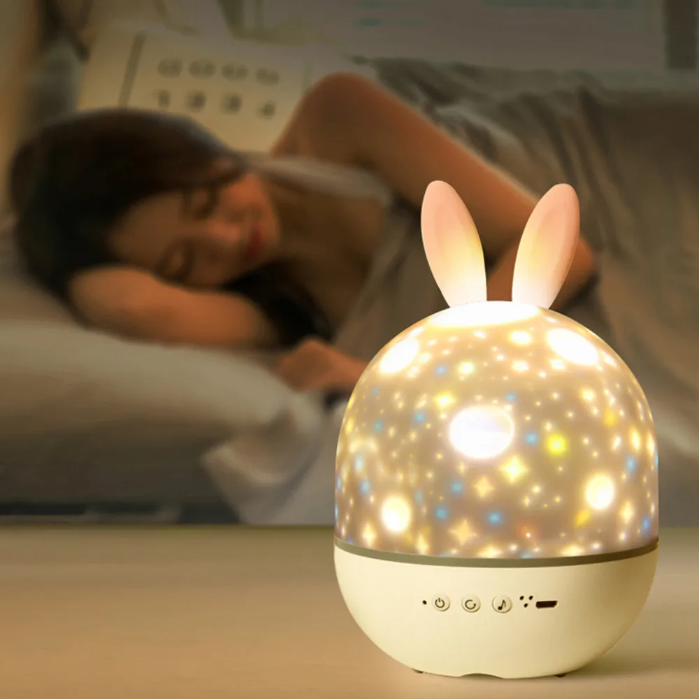 

Deer Rabbit Music Projector Bluetooth Speaker LED Night Light USB Rechargeable Rotatable Projection Lamp for Children Baby Gift