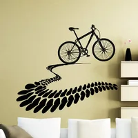 Mountain Bike Wall Decal Heart Tire Tracks Outside Sport Vinyl Sticker Bicycle Teens Bedroom Living Room Home Decor Mural Q629