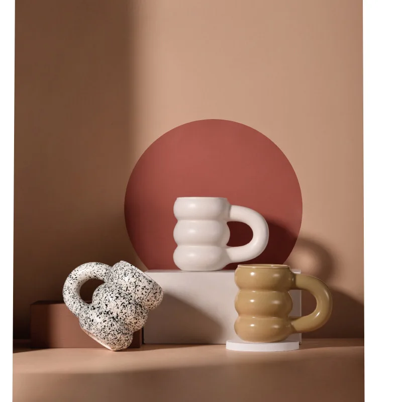 

300ML Nordic Ceramic Mug Fat Handle Coffee Tea Milk Mug Cup Drinking High Temperature Heat Insulation Water Mug Tazas Para Cafe