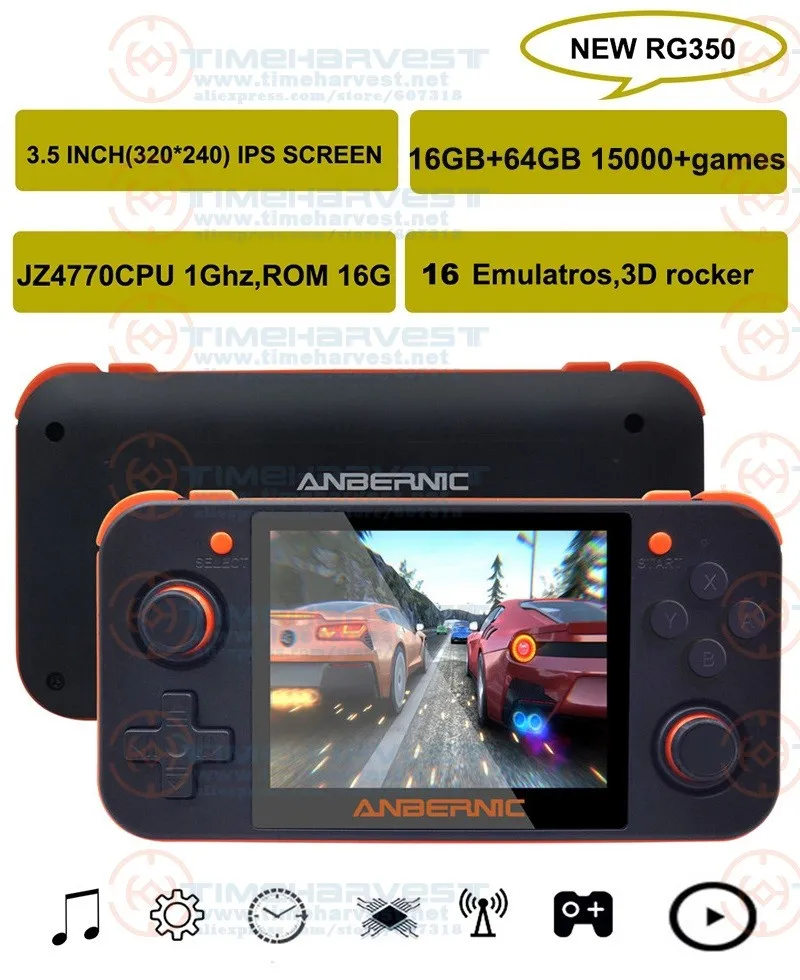 Новинка ANBERNIC RG350 IPS Ретро игры 350 м видео Улучшенная игровая консоль ps1 игра 64bit