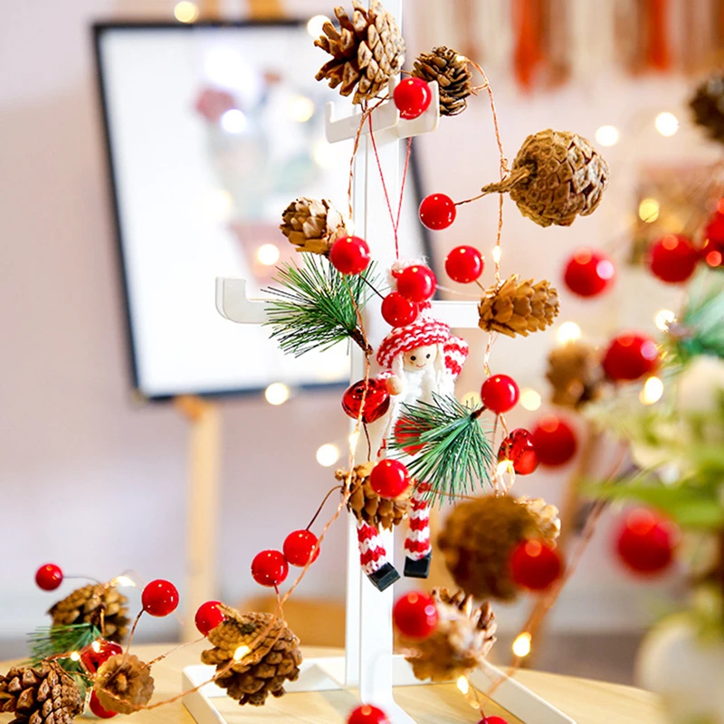 2M 20 Led String Light Christmas Decoration Outdoor Waterproof Pine Cone LED Copper Wire Lamp Berries Fairy Garland Lamps | Дом и сад