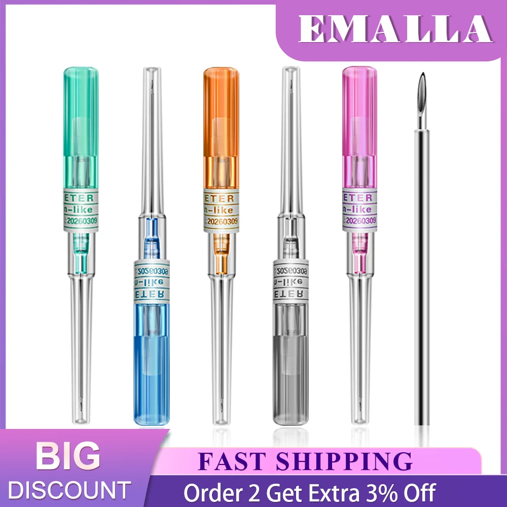 

EMALLA 50 шт. 14 г/16 г/18 г/20 г/22 г Калиброванные иглы для пирсинга I.V катетер стерилизованный для пирсинга тела