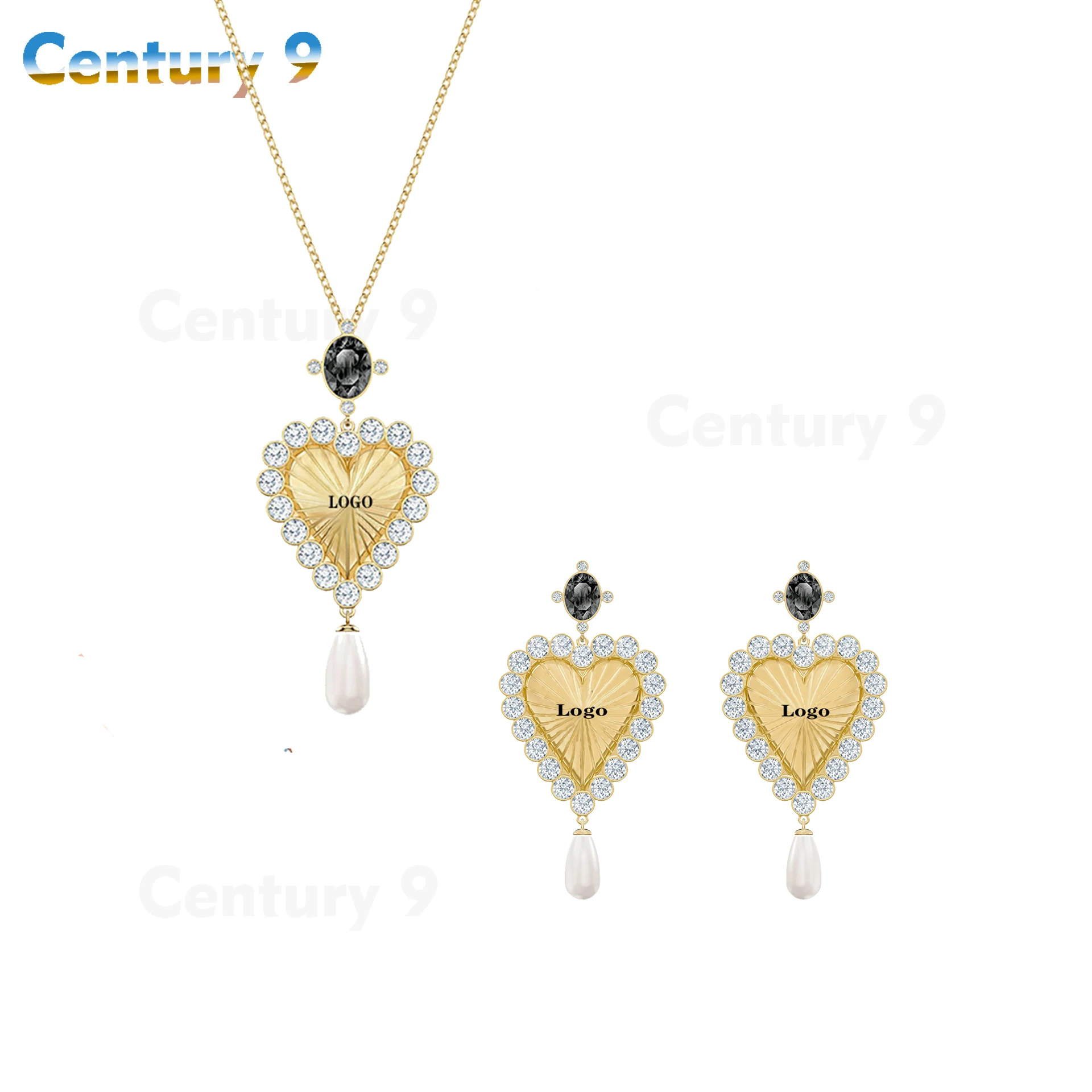 

SWA Fashion Jewelry 2021 New Charm Crystal Gold Pearl Charming Heart Women Necklace Romantic Girlfriend Gift Superior Quality