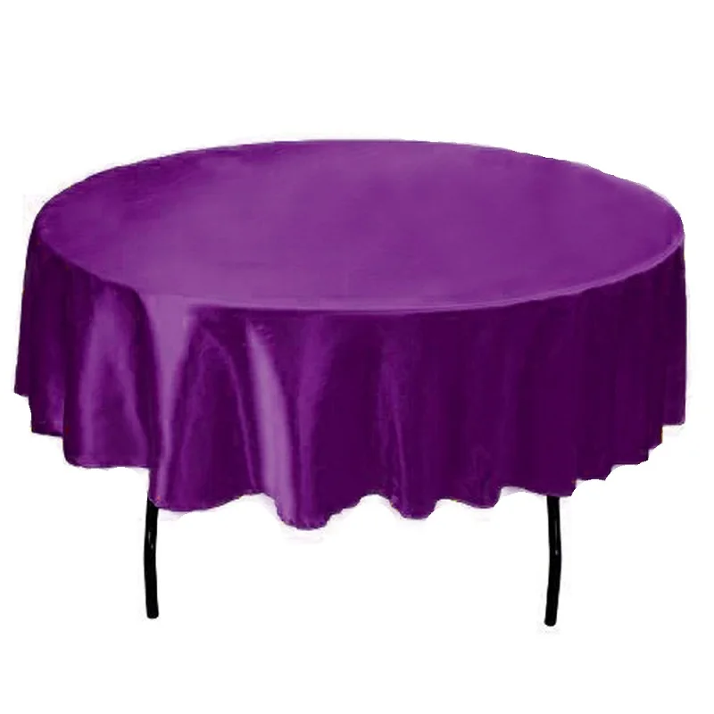 plum 1 шт., 145x145 см, круглая сатиновая скатерть, покрытие для стола, посуда для ресторана, отеля, банкета, дома, свадьбы, вечеринки, украшение стола - Цвет: plum
