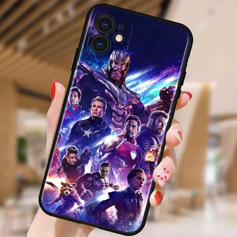 

Marvel hero colorful for Apple iPhone 12 Pro Max Mini 11 Pro XS Max X XR 6S 6 7 8 Plus 5S SE2020 Soft Black Phone Case