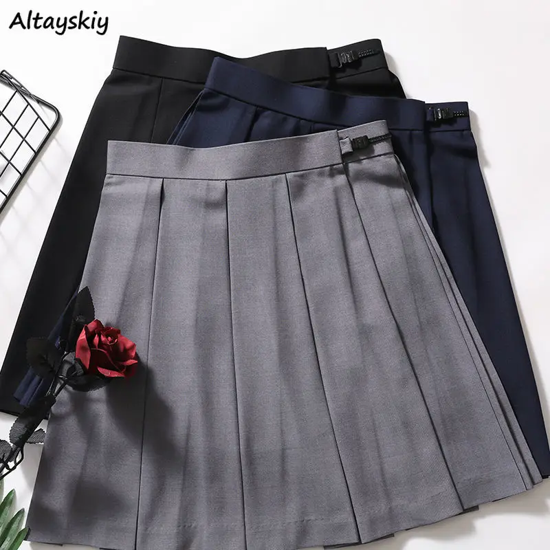 

Юбка женская плиссированная с высокой талией, модная универсальная Минималистичная мини-юбка в стиле преппи для студентов, BF, на лето