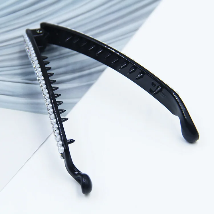Заколка для волос зажим в форме рыбы цвет черный с камнями аксессуары женщин ACC72 |