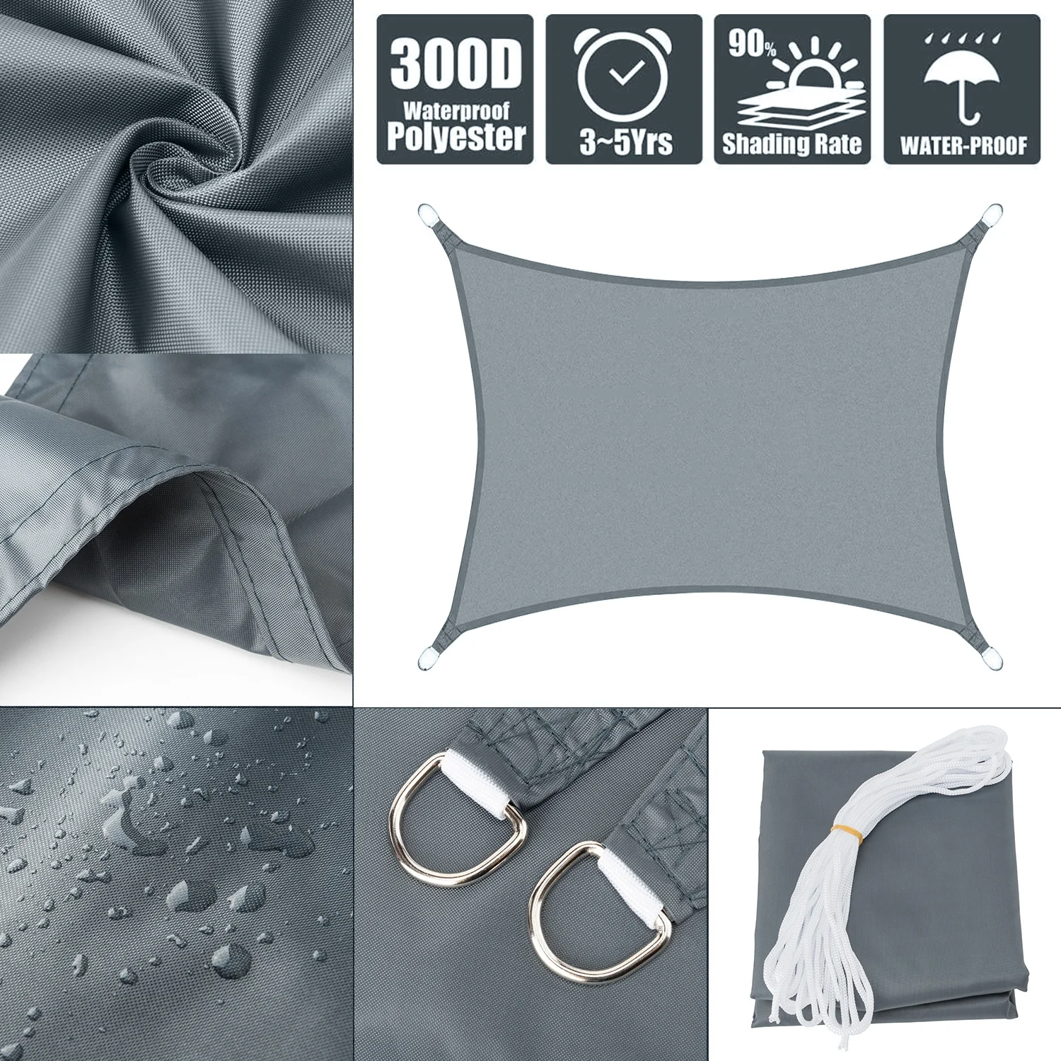 Солнцезащитное укрытие водонепроницаемый тент для внутреннего дворика сада