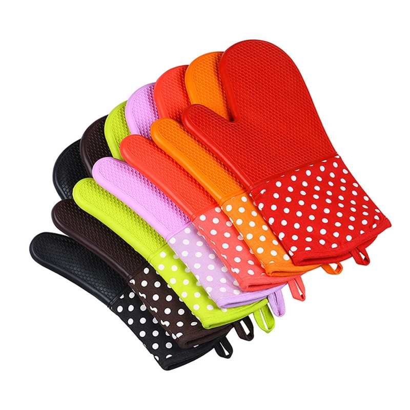 

Silicone Oven Gloves Heat Resistant Oven Mittens Thickened Insulated Cooking Baking BBQ Pot Holder Kitchen Microwave Mitts