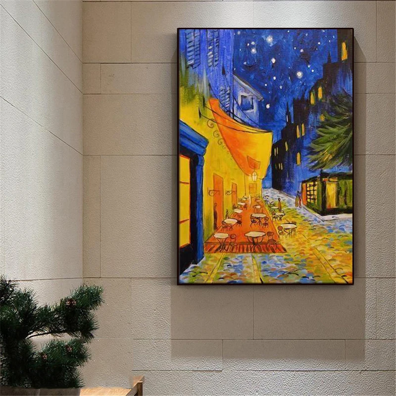 

Cafe Terrace 1888 At Night by Vincent Van Gogh Interior Canvas painting Print Wall Art Picture Living Room Home Decoration3