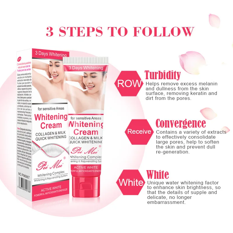 

50ml Underarm Whitening Cream Body Armpit Whitening Cream Lotion Legs Knees Private Parts Whitening Cream Skin Care Cosmetic