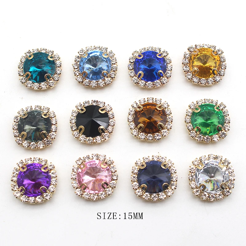 Новая мода 10 шт./Партия 15 мм акриловая металлическая круглая пуговица с четырьмя