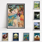 Винтажный постер Antibes для путешествий, Французская Ривьера, железная дорога для спальни, домашний декор