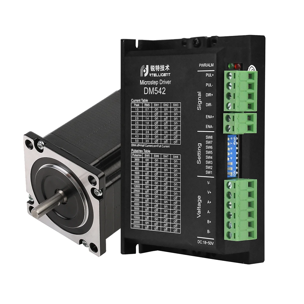 Rtelligent Nema 23 шаговый двигатель 57CM18 и Nema 23 Драйвер шагового двигателя DM542 драйвер мотор1.3n. M 24-48V DC шаговый комплект