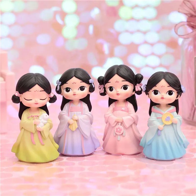 Мини традиционная китайская Династия Тан леди смолы ремесло Статуэтка для