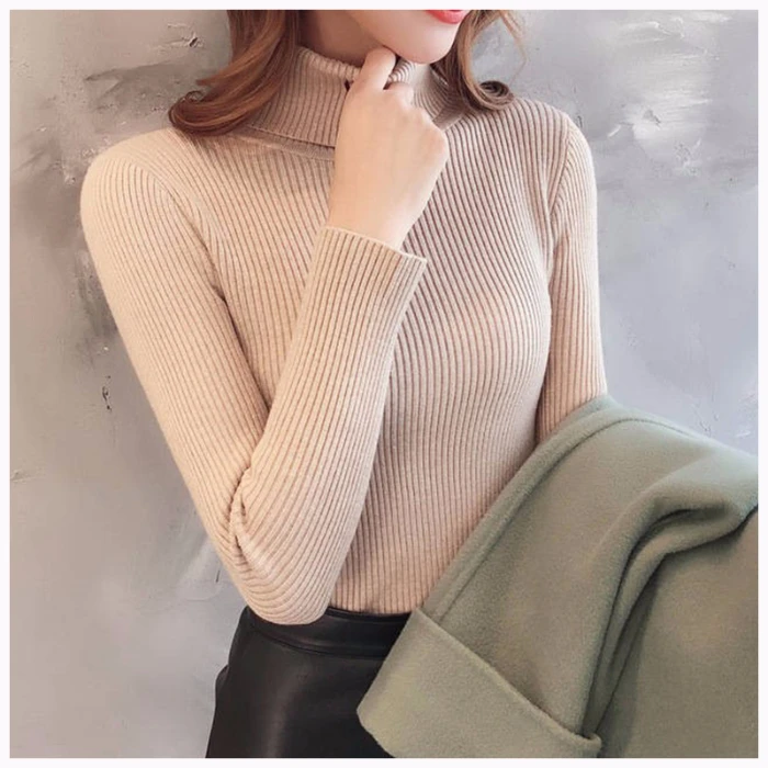 Women Sweaters Knitting Shirt Pullover Top Female Casual Turtleneck Elastic Tight Knitted Bottoming Shirts 2020 Autumn Winter | Женская