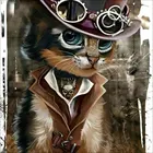 Алмазная 5D картина крутая кошка, полноразмернаякруглая живопись сделай сам с животными, для домашнего декора, 3D вышивка крестиком, подарок