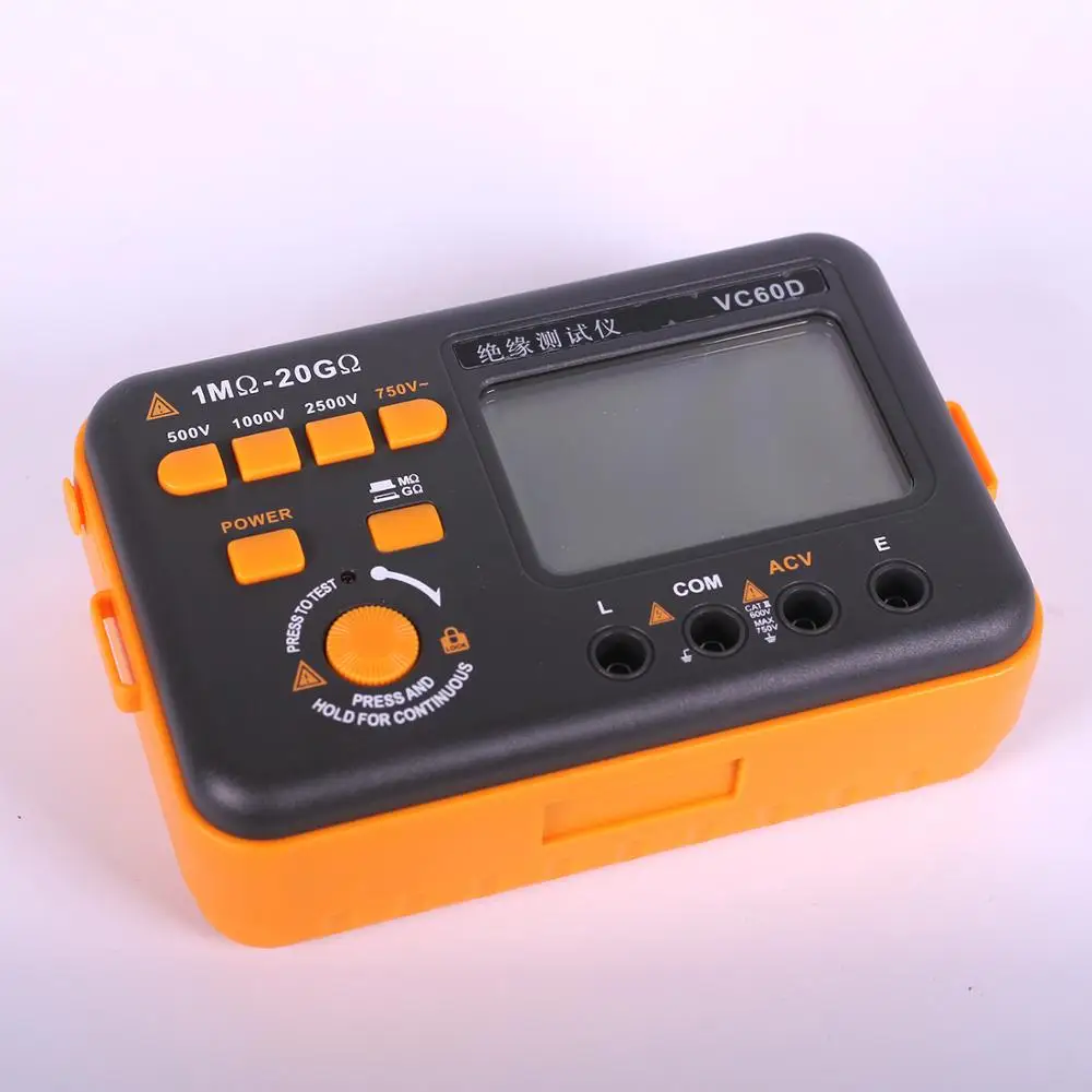 VC60D Megohmmeter Заводская розетка цифровой измеритель сопротивления изоляции 20 г