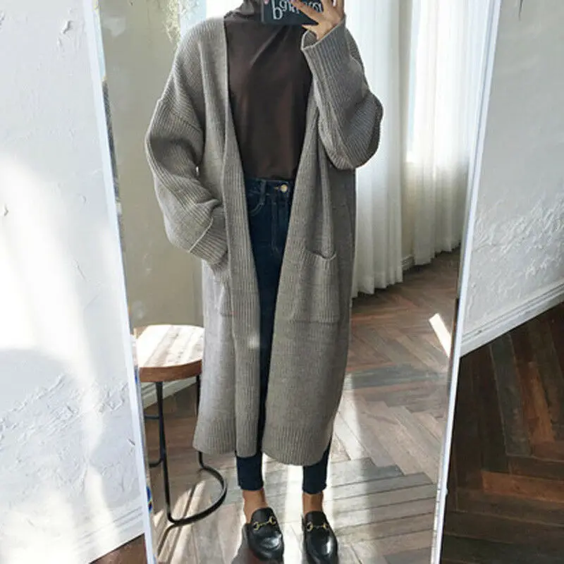 Популярный женский кардиган теплая верхняя одежда с длинным рукавом вязаный