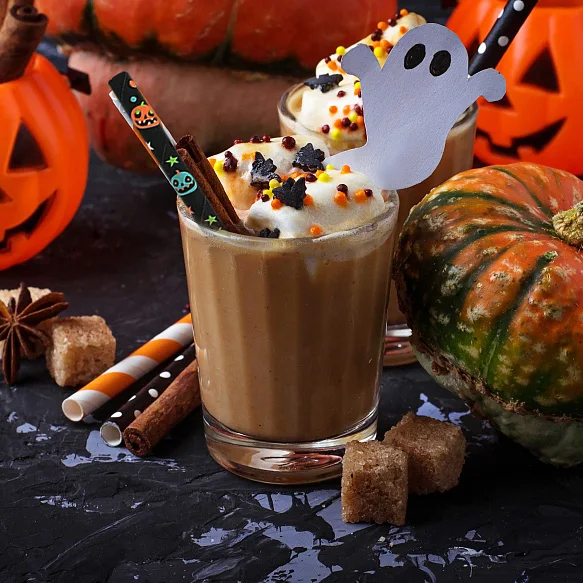 Sale 50Pcs Бумага питьевые соломки Хэллоуин вечерние тыквенный призрак соломинки