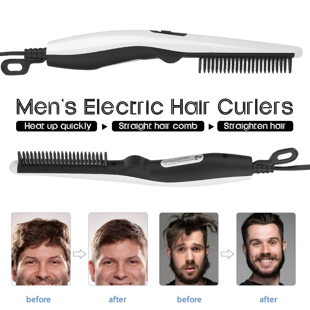 

Multifunctional Hair Comb Brush Beard Straightener Hair Straighten Straightening Comb Hair Curler Quick Hair Styler For Men