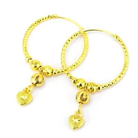 dubai bride classic circle round hoop huggie earrings yellow gold filled copper fashion women jewelry