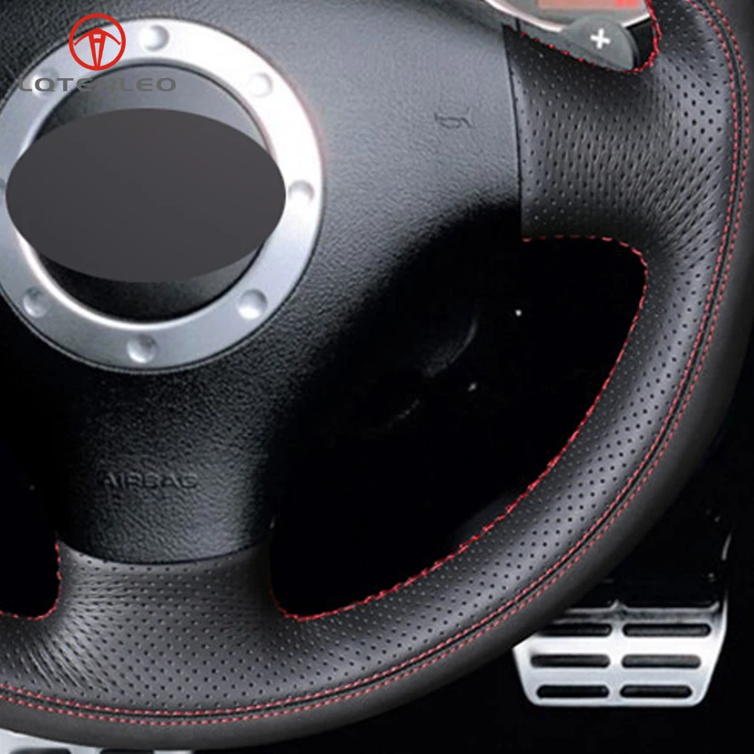 

LQTENLEO Black Leather Suede Car Steering Wheel Cover For Audi A3 2000-2003 A4 2003-2005 RS 6 2003 S4 2004-2006 TT 2001-2006