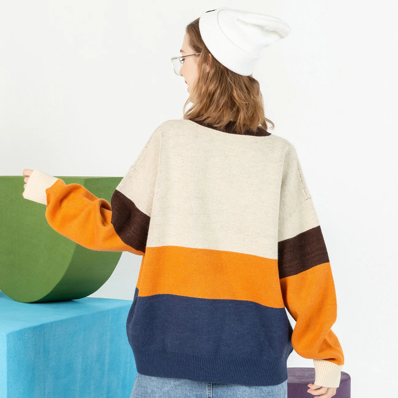 Вязаный свитер TEDSN в стиле Харадзюку Мужской пуловер оверсайз граффити женская