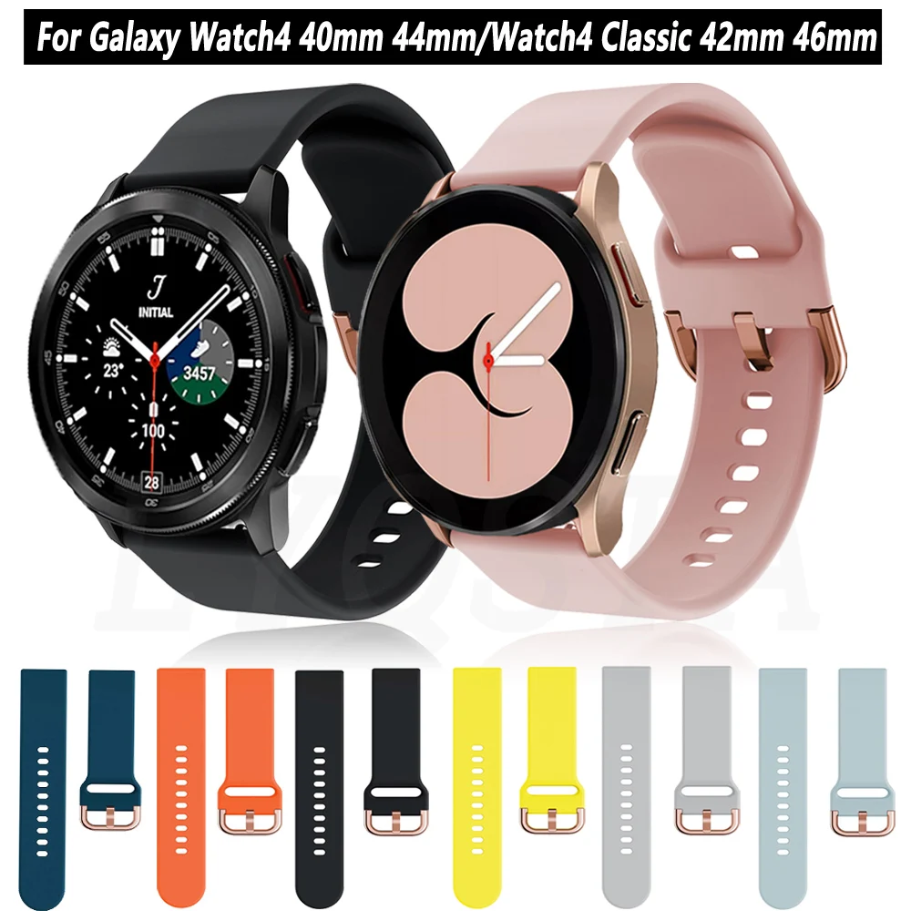 

Ремешок 20 мм для Samsung Galaxy Watch 4 Classic 46 мм 42 мм, силиконовый браслет для смарт-часов Galaxy Watch 4 44 мм 40 мм, аксессуары для наручных часов