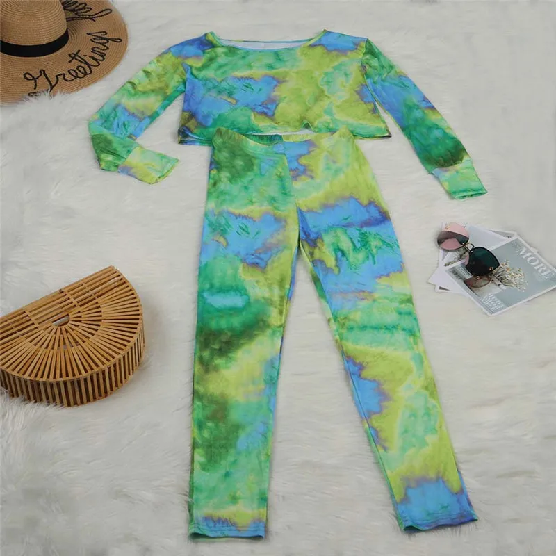 

yvlvol women 2 piece set spring autumn tracksuit matching set Tie dyeing clothes 2019