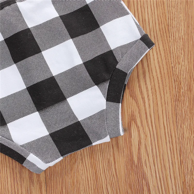 

Fashion Baby Fall Clothing Infant Newborn Baby Girl Ruffled Ribbed Rompers Plaid Printed Shorts Headband 3Pcs Newborn Sets 0-18M