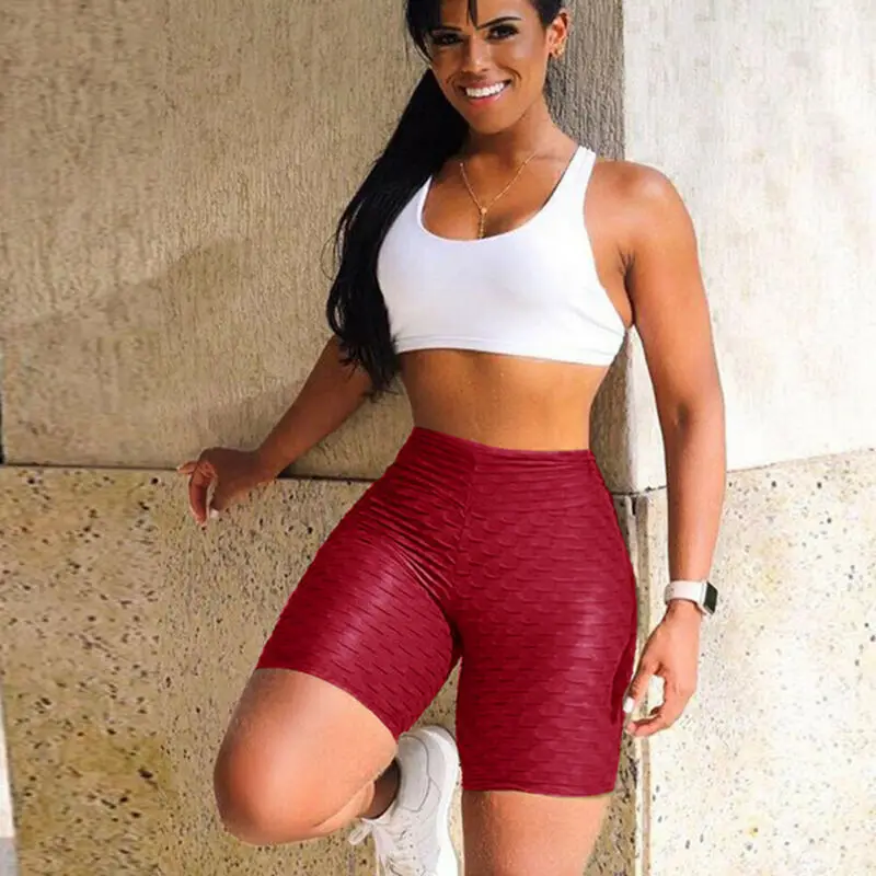 

New Five Different Color Womens Solid Gym Yoga Shorts Skinny Sports Fitness Stretch High Waist Hot Pants Mini Shorts