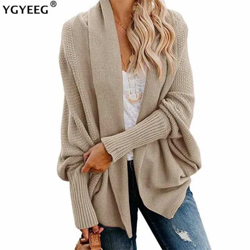 YGYEEG Новый женский осенний Свитер оверсайз куртка свободного покроя вязаное